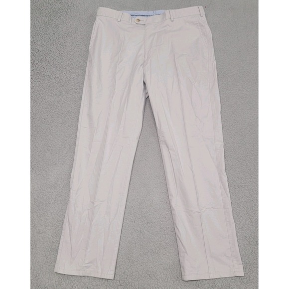 Peter Millar‎ Pants Mens 36x31 Khaki Pleated Pima Cotton Stretch Golf Dress - Picture 1 of 8